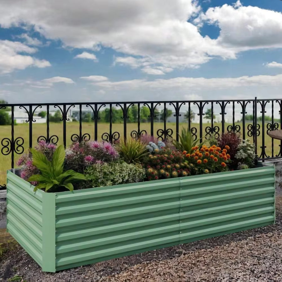Danolapsi 2-Pack Galvanized Raised Garden Bed,Rectangular Raised Garden Bed,Deep Root Planter Box For Vegetables,Flowers,Herbs-Large Metal Raised Garden Bed Kit Outdoor For Patios,Balconies