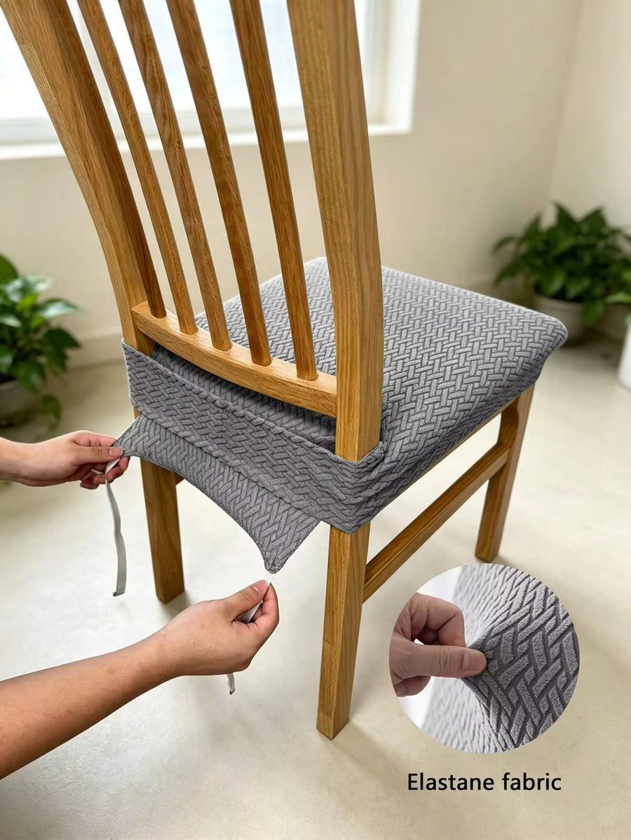 1pc Non-Slip Dining Chair Cover, Soft Plaid Pattern, Elastic Chair Cover, Suitable For Office And Home Chairs, Beautiful High Elastic Soft, Can Replace Old Surface, Protects Chair, Aesthetic Home